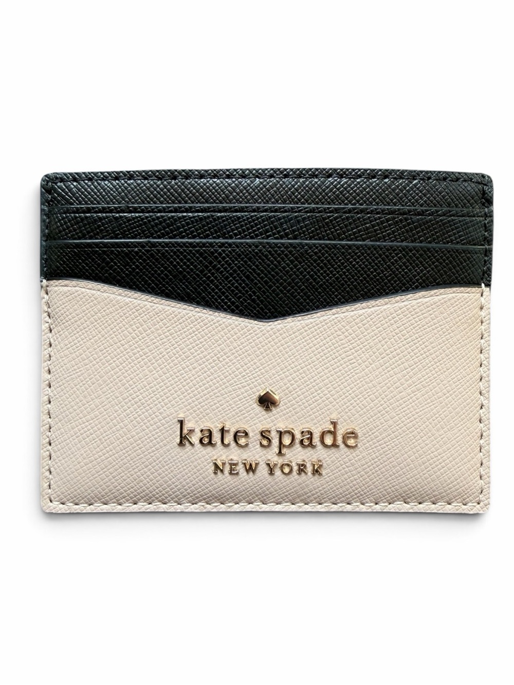 Kate Spade Staci Black and Cream Saffiano Leather Card Holder
